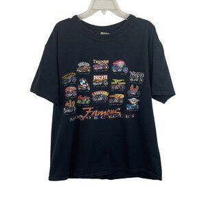 Vintage American Tradition Mens Size Medium Famous Motorcycles Black T-Shirt